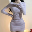 Purple Hip wrap Mini Knitted Dress