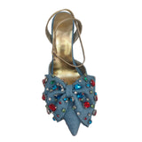 Crystal Gem Point Toe Thin High  Heels