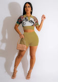 Lady Face print Short Set