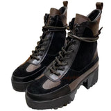 Suede Lace Up Thick Sole Boots