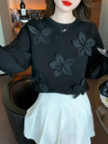 Beaded Floral Appliques Sweatshirt