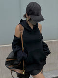 Zip Off Shoulder Sweater Hoodie