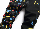 Slim-fit Stretch Black Letters Jeans