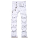White Polka Dot  Rhinestone Jeans