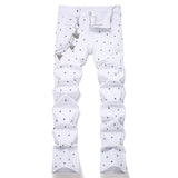 White Polka Dot  Rhinestone Jeans
