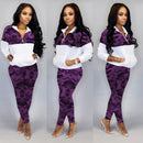 Thick Camo Zipper Sweat Suit