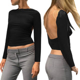 Backless Long Sleeve Top