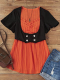 4 button Flare Short Sleeve Top