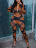 Criss Cross Stripe Zipper Romper