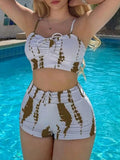 Tie Dye Drawstring Shorts Bikini