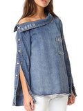 Folded Shoulder Jeans Top