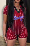 Baseball V Neck Romper Shorts