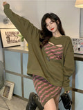 Heart Cut Out Dress Set SweatShirt