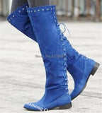 Suede Flat Knee High Boots