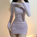 Purple Hip wrap Mini Knitted Dress