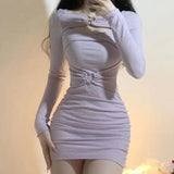 Purple Hip wrap Mini Knitted Dress