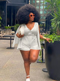 Plus Size Drawstring Romper Shorts