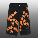 Orange Stars Jean Shorts