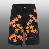 Orange Stars Jean Shorts
