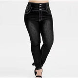 Plus Size  High Waist Button Up Jeans