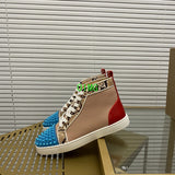 Red Sole Casual Leather Studded Sneakers