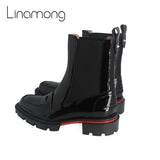 Patent Leather Round Toe Boots