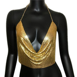 V Neck Rhinestone Backless Tank Top