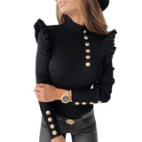 Elegant Ruffle Buttons Top