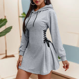 Drawstring Side Lace Up Sweater Hoodie