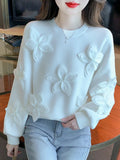 Beaded Floral Appliques Sweatshirt