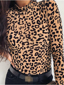 Leopard TurtleNeck Slim Fit Top