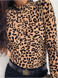Leopard TurtleNeck Slim Fit Top