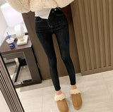 Black Double Strap Button Jeans