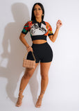 Lady Face print Short Set