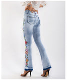 Side Flowers Stretch Sim-fit Jeans