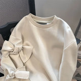 Solid Bow Sleeve Sweet Style Sweatshirt