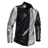 Glossy Split Color  Dress Shirt