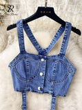 Crop Jeans Tank Top Set