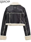 Short Leather Zipper Vintage Jacket