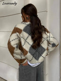 Casual Plaid Knitted Cardigan