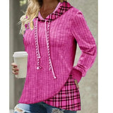 Plaid Casual Drawstring Sweater Hoodie