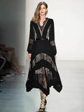 Lantern Sleeve Belt Lace Dress