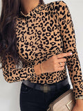 Leopard TurtleNeck Slim Fit Top