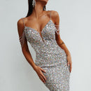 Glitter Sequins Chain Strap Dress