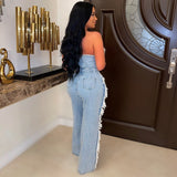 Ripped Jeans Tube Top Romper