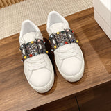 Rhinestone Rivets White Sneakers