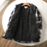 Winter Fleece Line Plaid Dress Shirt