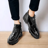 Thick Soled PU Embossed Leather Boots