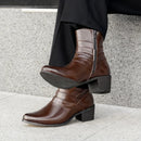 Leather Zip Pointed Toe Boots