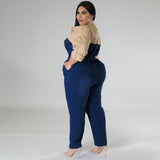 Plus Size Elegant Jeans Party Romper